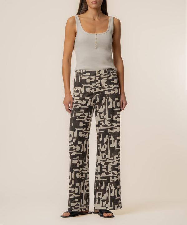 Meg Linen Wide Leg Pant in Chocolate