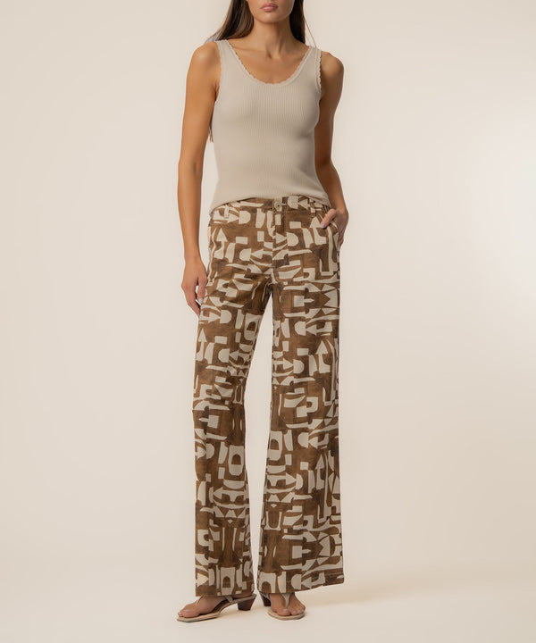 Meg Linen Wide Leg Pant in Wood