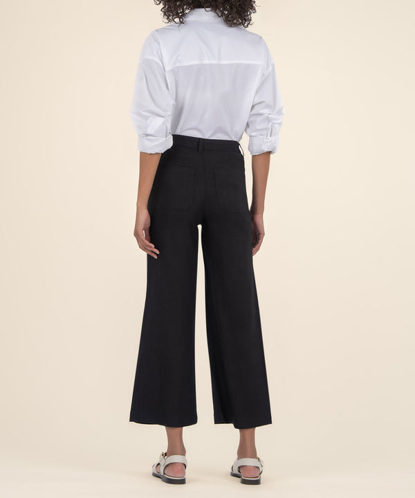 Topaz Linen Wide Leg, Petite in Black