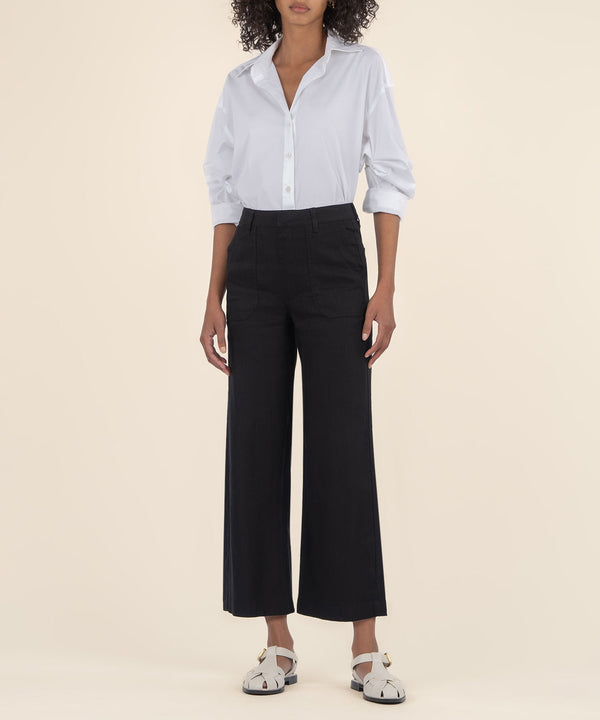 Topaz Linen Wide Leg, Petite in Black