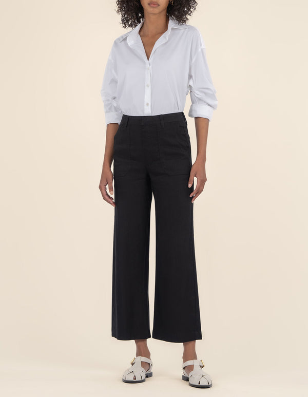 Topaz Linen Wide Leg, Petite in Black
