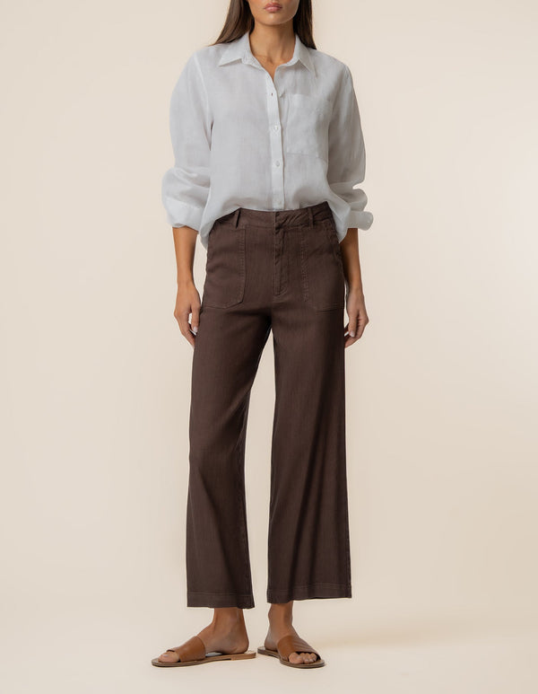 Topaz Linen Wide Leg in Chocolate
