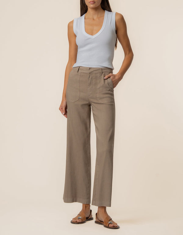 Topaz Linen Wide Leg in Khaki