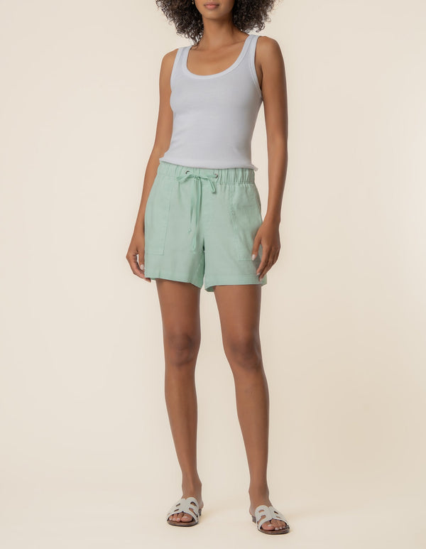 Katana Linen Drawstring Short in Seafoam Green