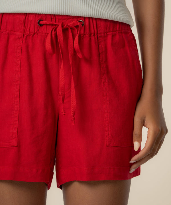 Katana Linen Drawstring Short in Tomato