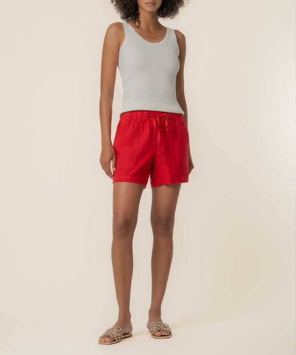 Katana Linen Drawstring Short in Tomato