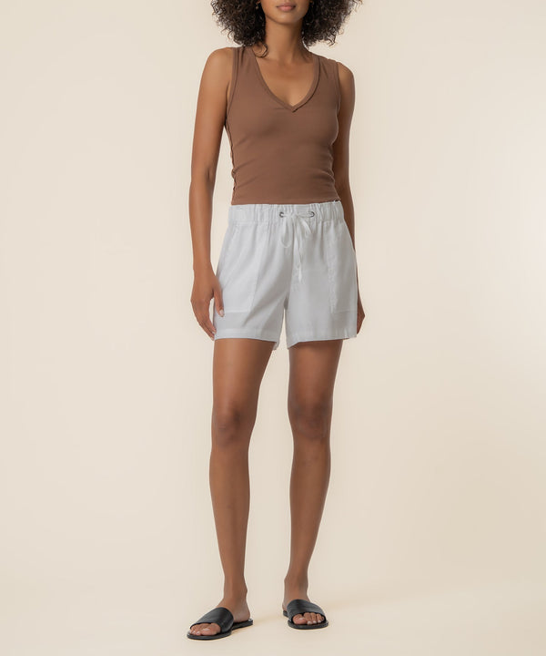 Katana Linen Drawstring Short in White