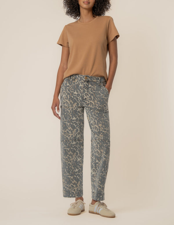Ashton High Rise Wide Leg Barrel, Exclusive in Tan/Brown