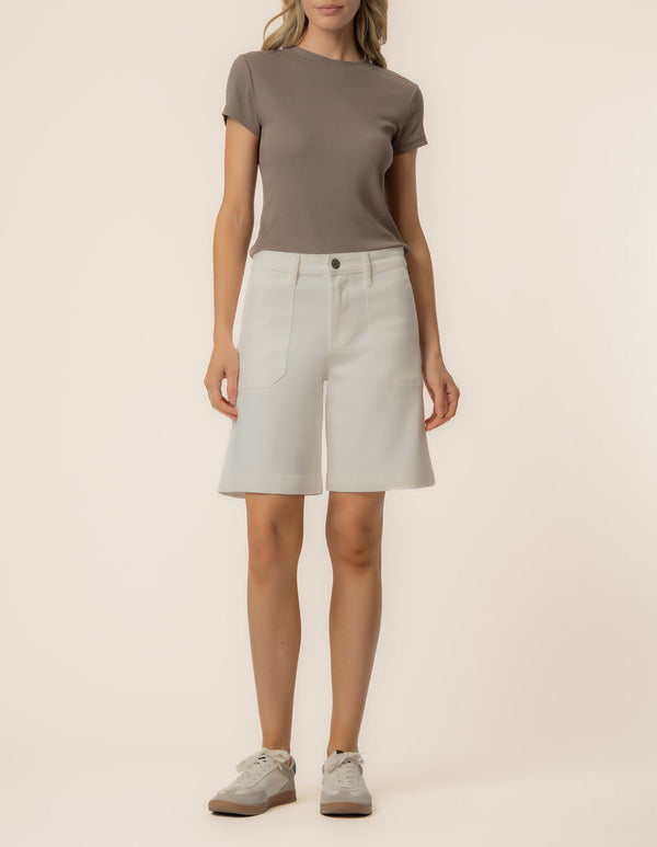 Hailey High Rise Bermuda Short, Exclusive in Ecru