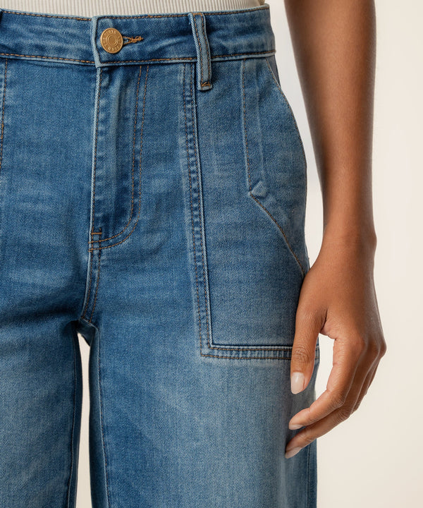 Ashton High Rise Wide Leg Barrel in Prosperous Wash