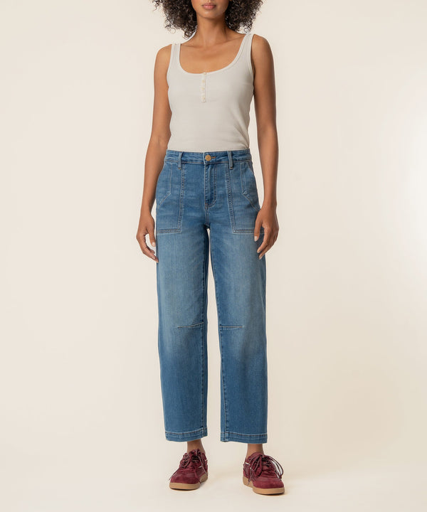 Ashton High Rise Wide Leg Barrel in Prosperous Wash