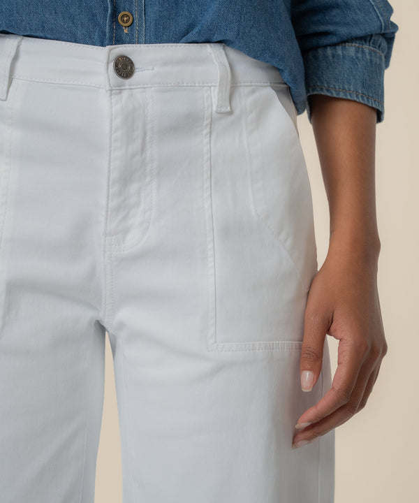 Ashton High Rise Wide Leg Barrel in Optic White