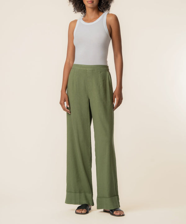 Meg Linen High Rise Wide Leg in Dill