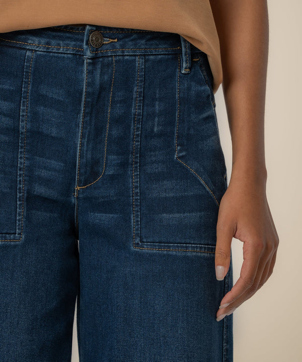 Ashton Wide Leg Barrel in Dark Wash