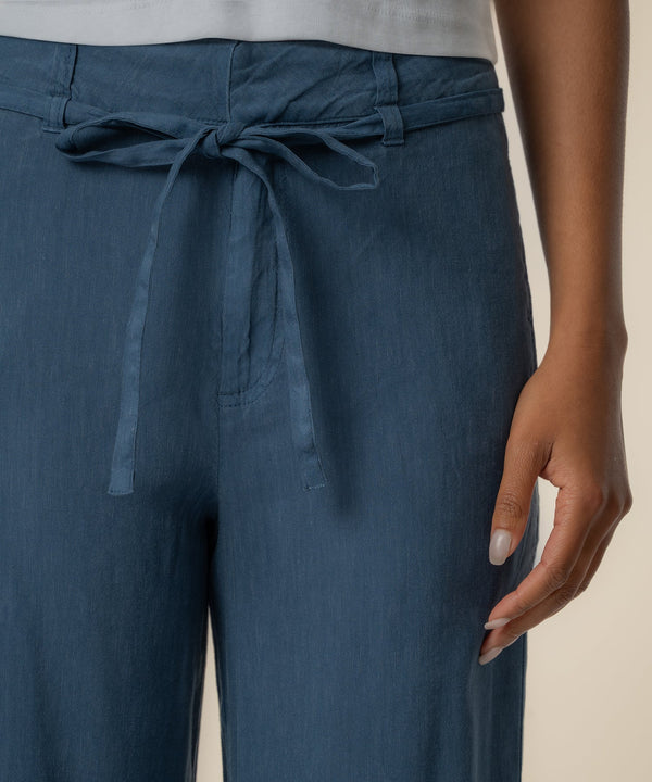 Meg Linen Wide Leg Pant in Coastal Blue
