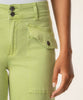 Charlotte Twill High Rise Wide Leg in Green Tea