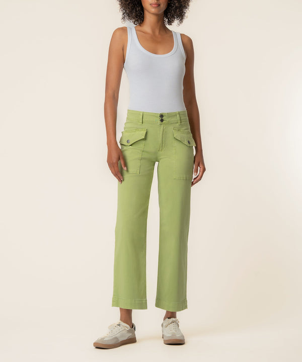 Charlotte Twill High Rise Wide Leg in Green Tea