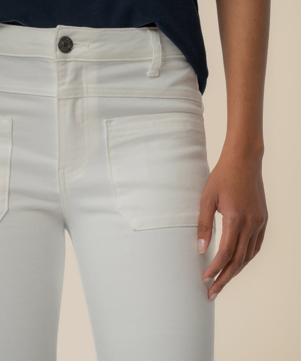 Kelsey High Rise Flare in White