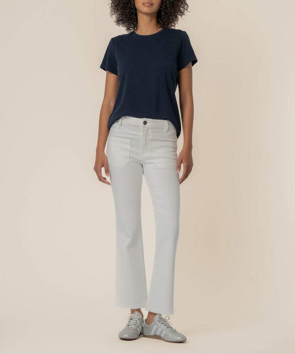 Kelsey High Rise Flare in White