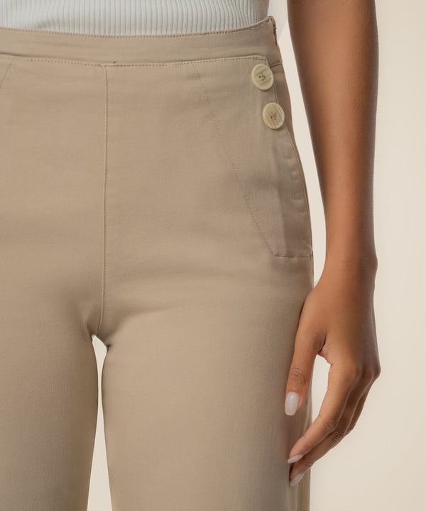 Charlotte Twill High Rise Wide Leg Pant in Sand