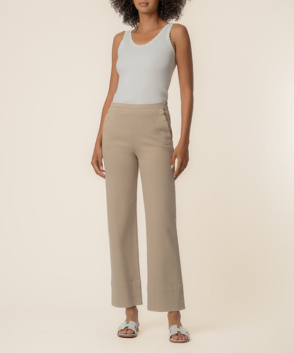 Charlotte Twill High Rise Wide Leg Pant in Sand