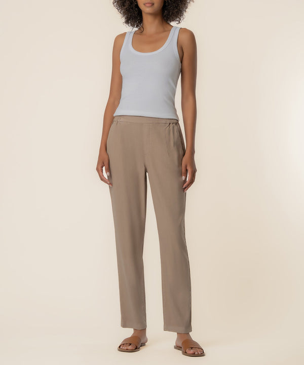 Rosalie Linen Tapered Pant in Khaki