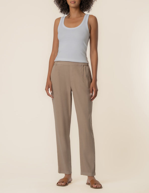 Rosalie Linen Tapered Pant in Khaki