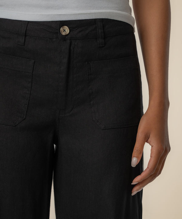 Meg Linen High Rise Wide Leg in Black