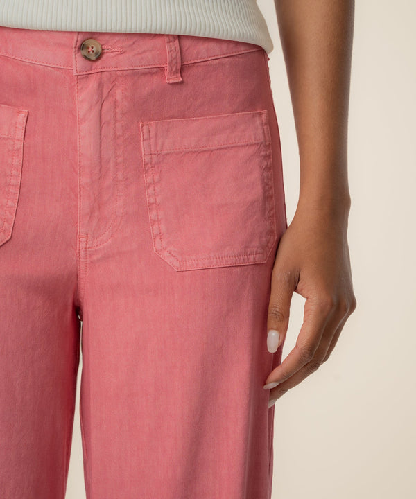 Meg Linen High Rise Wide Leg in Flamingo