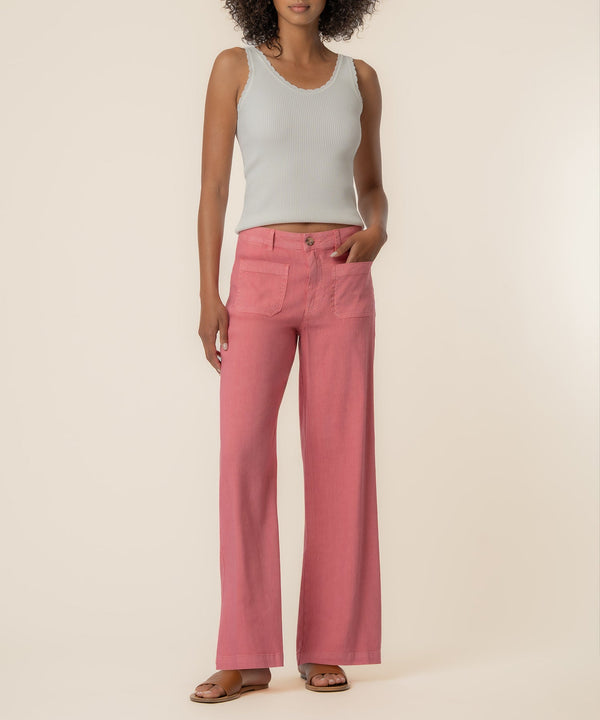 Meg Linen High Rise Wide Leg in Flamingo