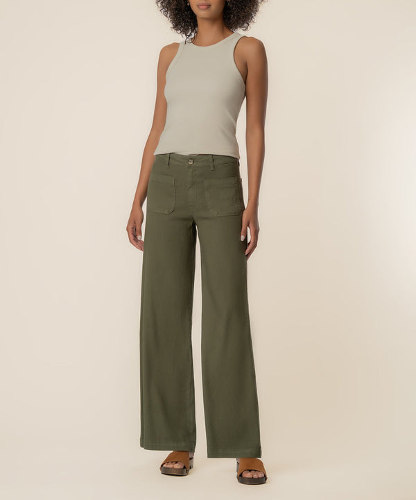 Meg Linen High Rise Wide Leg in Forest
