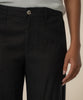 Meg Linen High Rise Wide Straight Leg, Petite in Black