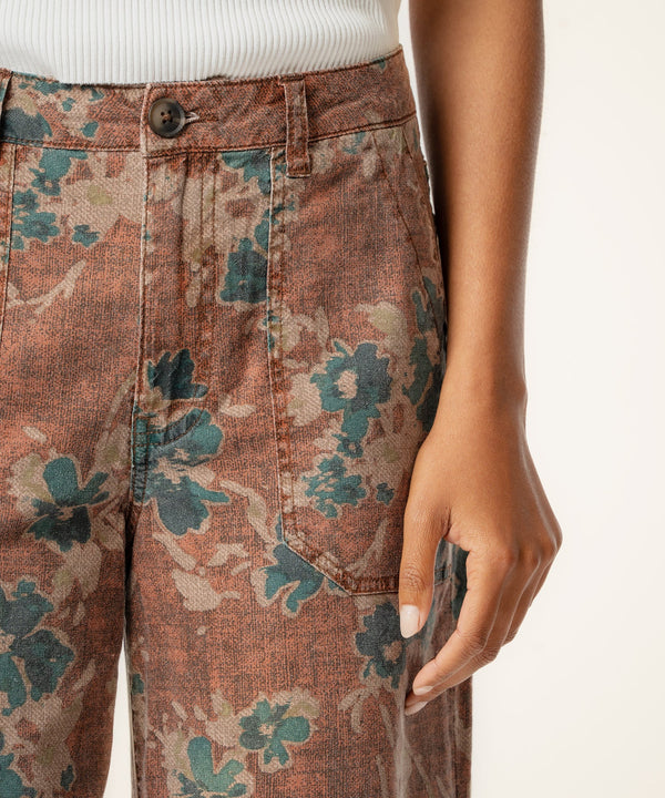 Colette Linen High Waist Straight Leg, Exclusive in Brown/Teal