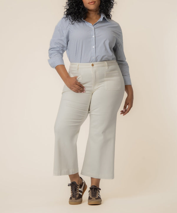 Meg High Rise Wide Leg, Plus in Ecru