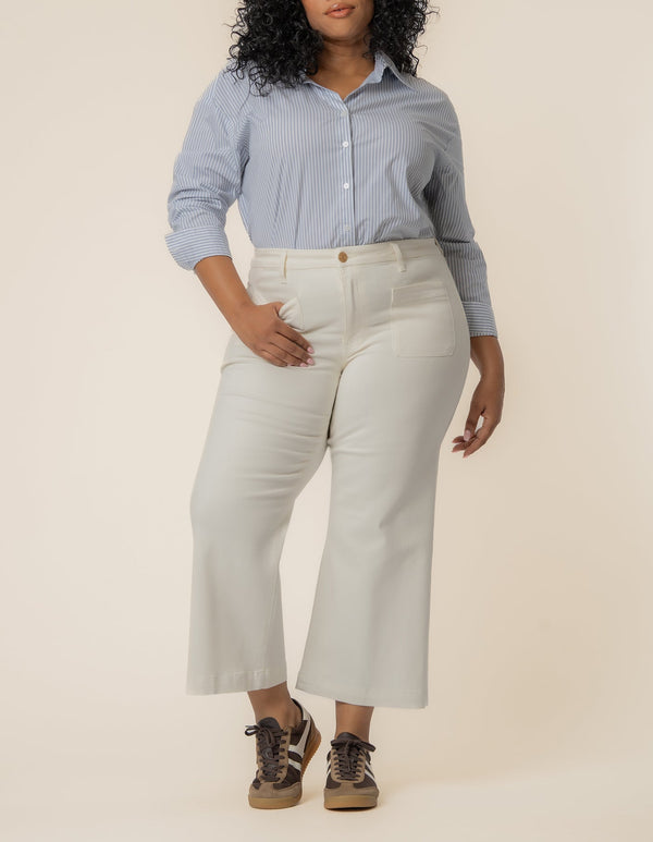 Meg High Rise Wide Leg, Plus in Ecru