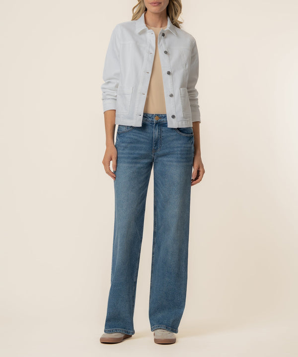 Matilda Crop Trucker Jacket in White