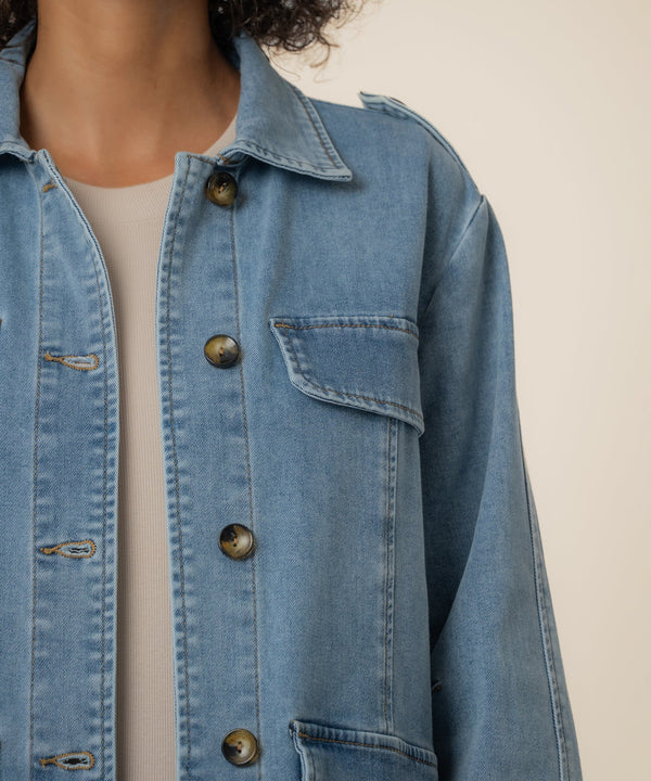 Callista Oversize Denim Jacket in Constructed Wash