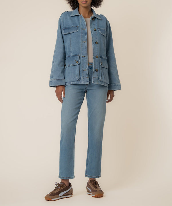 Callista Oversize Denim Jacket in Constructed Wash