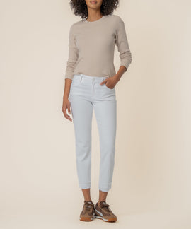 Amy Mid Rise Crop Straight Leg in Optic White