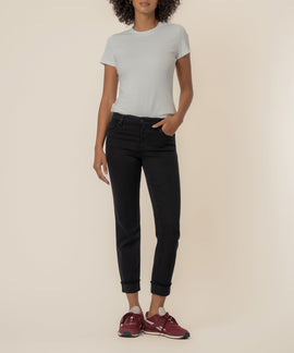 Amy Mid Rise Crop Straight Leg in Black