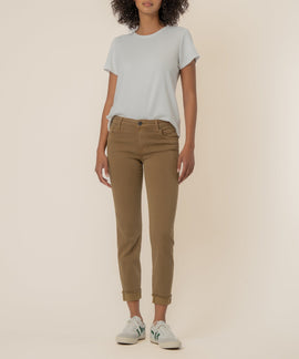 Amy Mid Rise Crop Straight Leg in Wood
