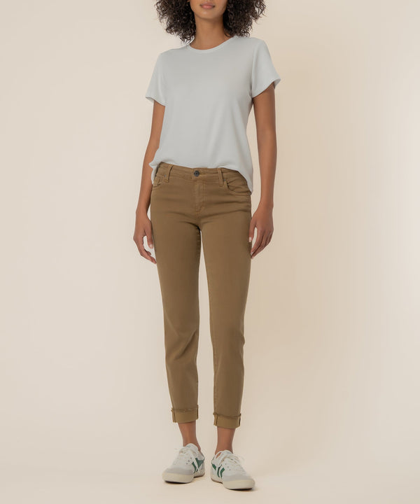 Amy Mid Rise Crop Straight Leg in Wood