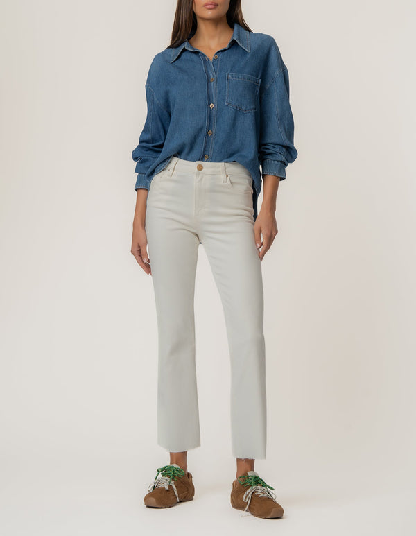 Kelsey High Rise Ankle Flare, Petite in Ecru
