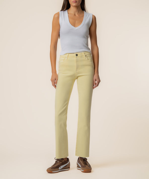 Kelsey High Rise Ankle Flare in Pastel Yellow