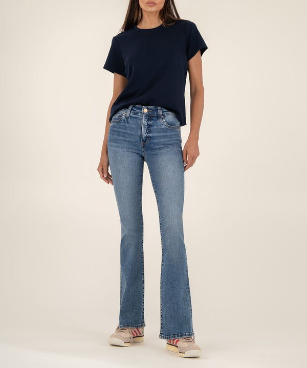 Natalie High Rise Bootcut, Short Inseam in Cracking Wash