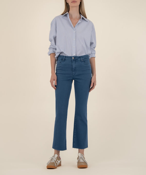 Kelsey High Rise Ankle Flare in Ocean Blue