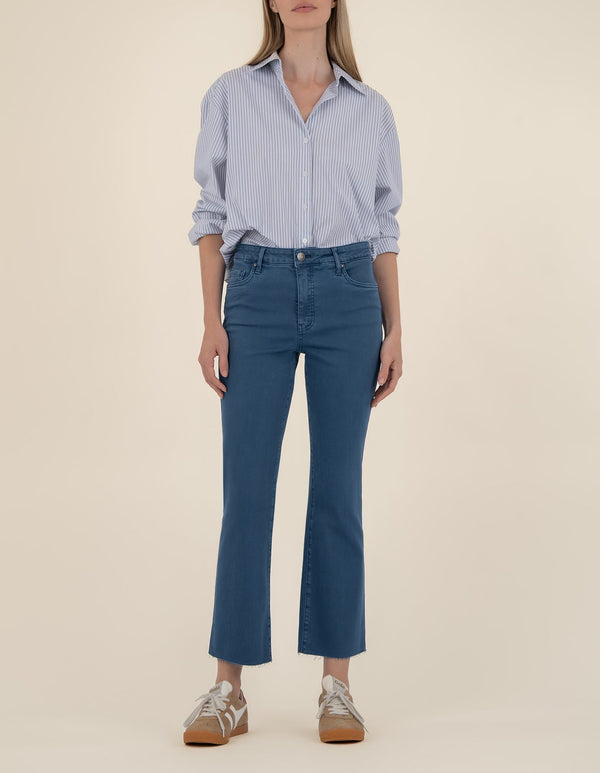 Kelsey High Rise Ankle Flare in Ocean Blue