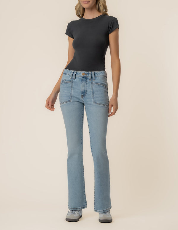 Kelsey High Rise Ankle Flare, Petite in Cure Wash