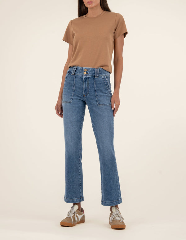 Kelsey High Rise Ankle Flare, Long Inseam in Spellbinding Wash