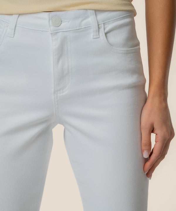 Kelsey Mid Rise Flare, Long Inseam in Optic White